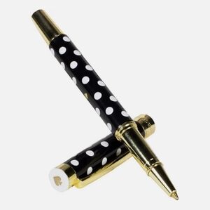 kate spade NEW YORK Ballpoint Pen "POLKA DOT" Metal BLK/WHT BRAND-NEW w/tags
